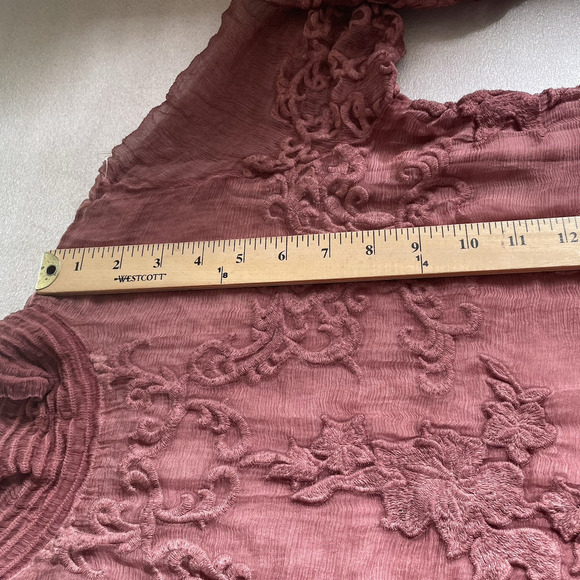 Soft Surroundings Dress Women Small Mauve Silk Tunic Embroidered High Neck Lined - Picture 13 of 16
